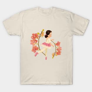 Ballerina doll with orchids flowers T-Shirt